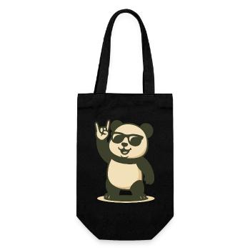 Rockin’ Panda Vibes - Geschenkbeutel für Flaschen - Schwarz - Vorne