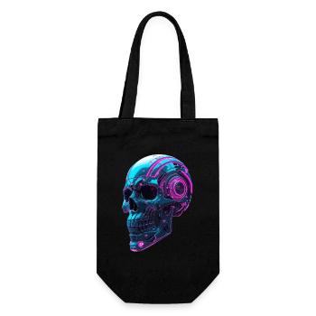 Cyberpunk Skull – Neon Techno Head - Gift Bag for Bottles - black - Front