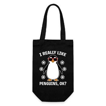 Pinguin Spruch Lustige Pinguine Geschenk - Geschenkbeutel für Flaschen - Schwarz - Vorne