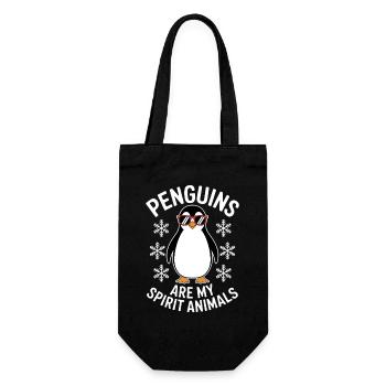 Pinguin Spruch Lustige Pinguine Geschenk - Geschenkbeutel für Flaschen - Schwarz - Vorne