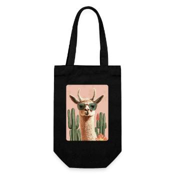 Funny Llama Alpaca Llama Animal Gift - Gift Bag for Bottles - black - Front