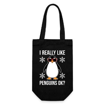 Pinguin Spruch Lustige Pinguine Geschenk - Geschenkbeutel für Flaschen - Schwarz - Vorne