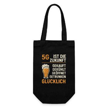 5G Beer Saying - Gift Bag for Bottles - black - Front