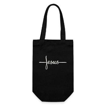 Jesus Kreuz Schriftzug Design - Geschenkbeutel für Flaschen - Schwarz - Vorne