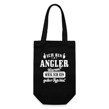 Ich bin Angler weil ich ein geiler Typ bin - Geschenkbeutel für Flaschen - Schwarz - Vorne