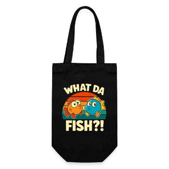What Da Fisch WTF - Vintage What. Da Fish Cartoon - Geschenkbeutel für Flaschen - Schwarz - Vorne