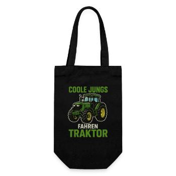 Cool Guys Driving Tractor – Farm Saying - Gift Bag for Bottles - black - Front
