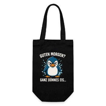 Good morning? Very Thin – Penguin Saying - Gift Bag for Bottles - black - Front