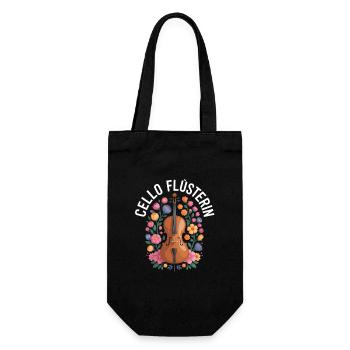 Cello Flüsterin mit Blumen Cellistin - Geschenkbeutel für Flaschen - Schwarz - Vorne