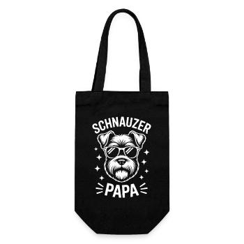 Schnauzer Spruch Papa Lustiges Schnauzer Geschenk - Geschenkbeutel für Flaschen - Schwarz - Vorne