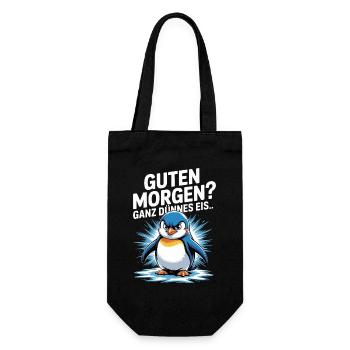 Good morning? Very thin ! Funny Penguin - Gift Bag for Bottles - black - Front