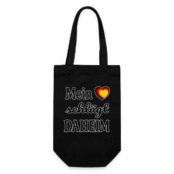 Mein Herz schlägt daheim – Schwarz-Rot-Gold - Geschenkbeutel für Flaschen - Schwarz - Vorne