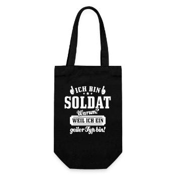 Ich bin Soldat weil ich ein geiler Typ bin - Geschenkbeutel für Flaschen - Schwarz - Vorne