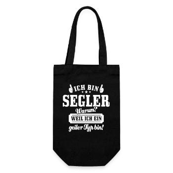 Ich bin Segler weil ich ein geiler Typ bin - Geschenkbeutel für Flaschen - Schwarz - Vorne
