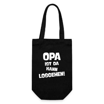 OPA IST DA KANN LOSGEHEN Cooler Großvater Spruch - Geschenkbeutel für Flaschen - Schwarz - Vorne