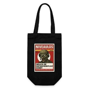 Satire Magazin mit Zombie Soldat und Schlagzeile - Geschenkbeutel für Flaschen - Schwarz - Vorne