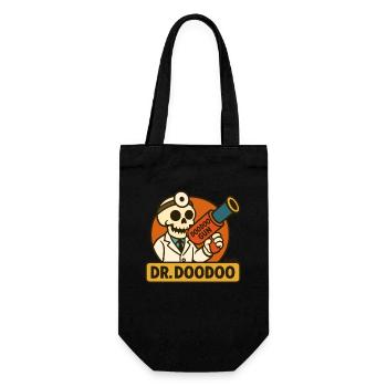 Funny skeleton doctor with doodoo cannon - Gift Bag for Bottles - black - Front