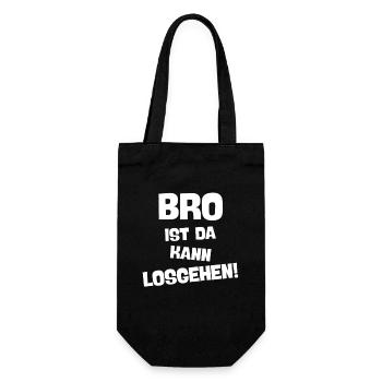 BRO IST DA KANN LOSGEHEN beste brüder Geschenkidee - Geschenkbeutel für Flaschen - Schwarz - Vorne