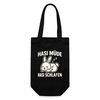 Hasi Müde Hasi Schlafen – Schlaf Hase Design - Geschenkbeutel für Flaschen - Schwarz - Vorne