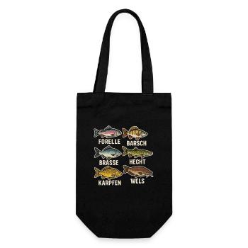 Fish species overview – Angler design with trout - Gift Bag for Bottles - black - Front