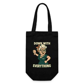 Naughty granny with thumbs down: against everything - Gift Bag for Bottles - black - Front