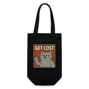 Genervte Katze mit Spruch Hau ab - Geschenkbeutel für Flaschen - Schwarz - Vorne