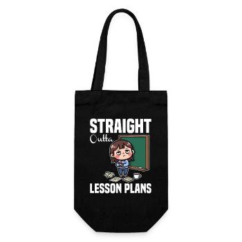 STRAIGHT OUTTA UNTERRICHTSPLÄNE - LEHRER-GESCHENK - Geschenkbeutel für Flaschen - Schwarz - Vorne