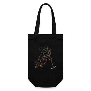 Eishockeyspieler Oldschool Look - Geschenkbeutel für Flaschen - Schwarz - Vorne