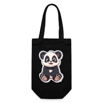 Ours panda mignon - Sac à bouteille - noir - Devant