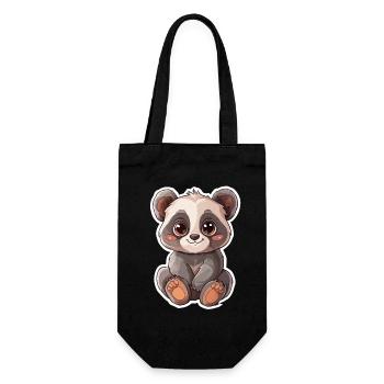 Ours panda mignon - Sac à bouteille - noir - Devant
