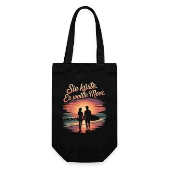 Vous côte Il voulait mer plage amour vague surfeur - Sac à bouteille - noir - Devant