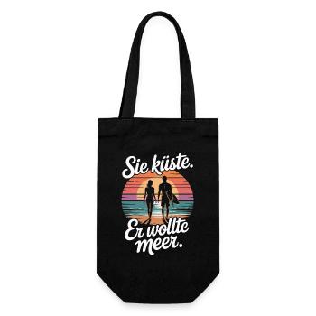 Vous côte Il voulait mer plage amour vague surfeur - Sac à bouteille - noir - Devant