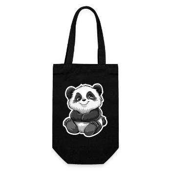Ours panda mignon - Sac à bouteille - noir - Devant