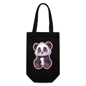 Ours panda mignon - Sac à bouteille - noir - Devant