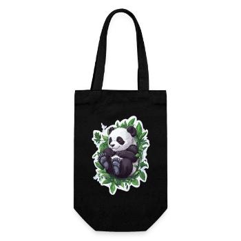 Ours panda mignon - Sac à bouteille - noir - Devant