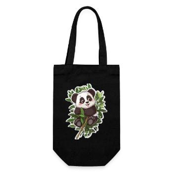 Ours panda mignon - Sac à bouteille - noir - Devant