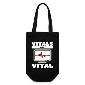 VITALWERTE SIND LEBENSWICHTIG - GESCHENK FÜR KRANKENSCHWESTER - Geschenkbeutel für Flaschen - Schwarz - Vorne