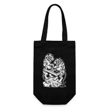 Techno DJ Shirt: Raver Tiger in Electro Vibes - Geschenkbeutel für Flaschen - Schwarz - Vorne