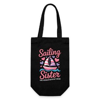 Sailing Saying Sister Sailor Sailing Gift - Gift Bag for Bottles - black - Front