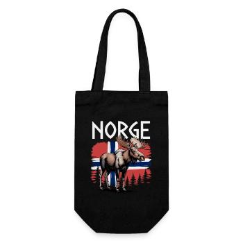 Norge Elch vor Norwegen Flagge Wald Design - Geschenkbeutel für Flaschen - Schwarz - Vorne