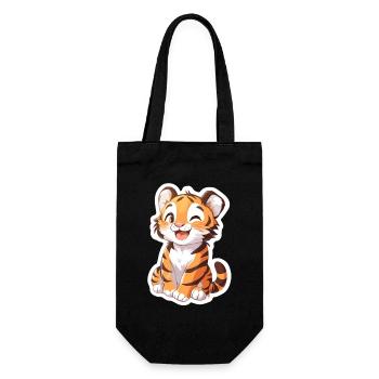 Tigre mignon - Idée cadeau amusante pour les enfants - Sac à bouteille - noir - Devant
