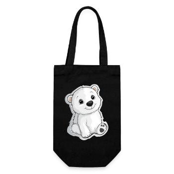 Polar Bear Illustration – Arctic Animal Motif - Gift Bag for Bottles - black - Front