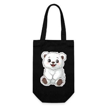 Polarbär Illustration – Arktisches Tiermotiv - Geschenkbeutel für Flaschen - Schwarz - Vorne