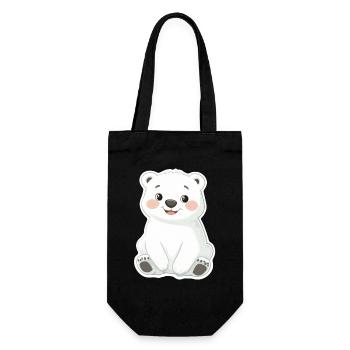 Polarbär Illustration – Arktisches Tiermotiv - Geschenkbeutel für Flaschen - Schwarz - Vorne