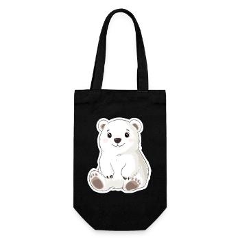 Polarbär Illustration – Arktisches Tiermotiv - Geschenkbeutel für Flaschen - Schwarz - Vorne