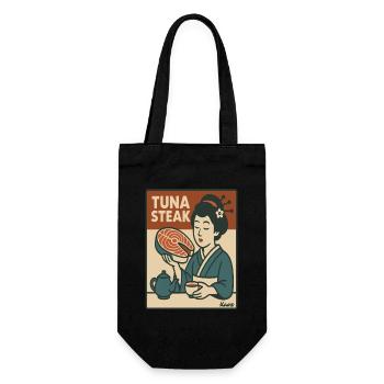 Geisha mit Thunfisch Steak Retro Japan Stil - Geschenkbeutel für Flaschen - Schwarz - Vorne