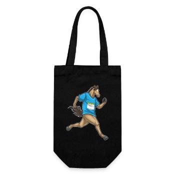 Pferd Jogger Joggen Sport - Geschenkbeutel für Flaschen - Schwarz - Vorne