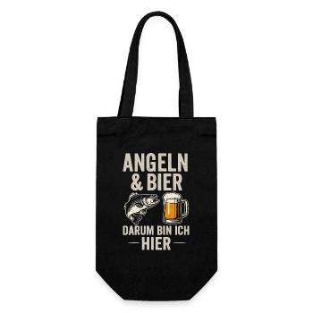 Pêche et bière – C’est pourquoi je suis ici - Sac à bouteille - noir - Devant
