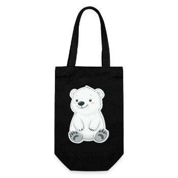 Polarbär Illustration – Arktisches Tiermotiv - Geschenkbeutel für Flaschen - Schwarz - Vorne