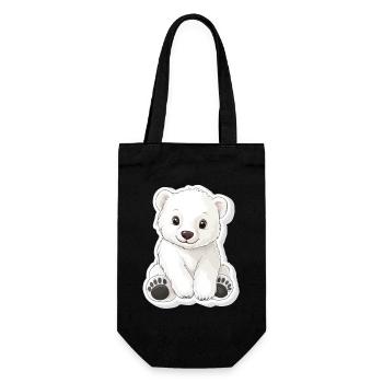 Polar Bear Illustration – Arctic Animal Motif - Gift Bag for Bottles - black - Front